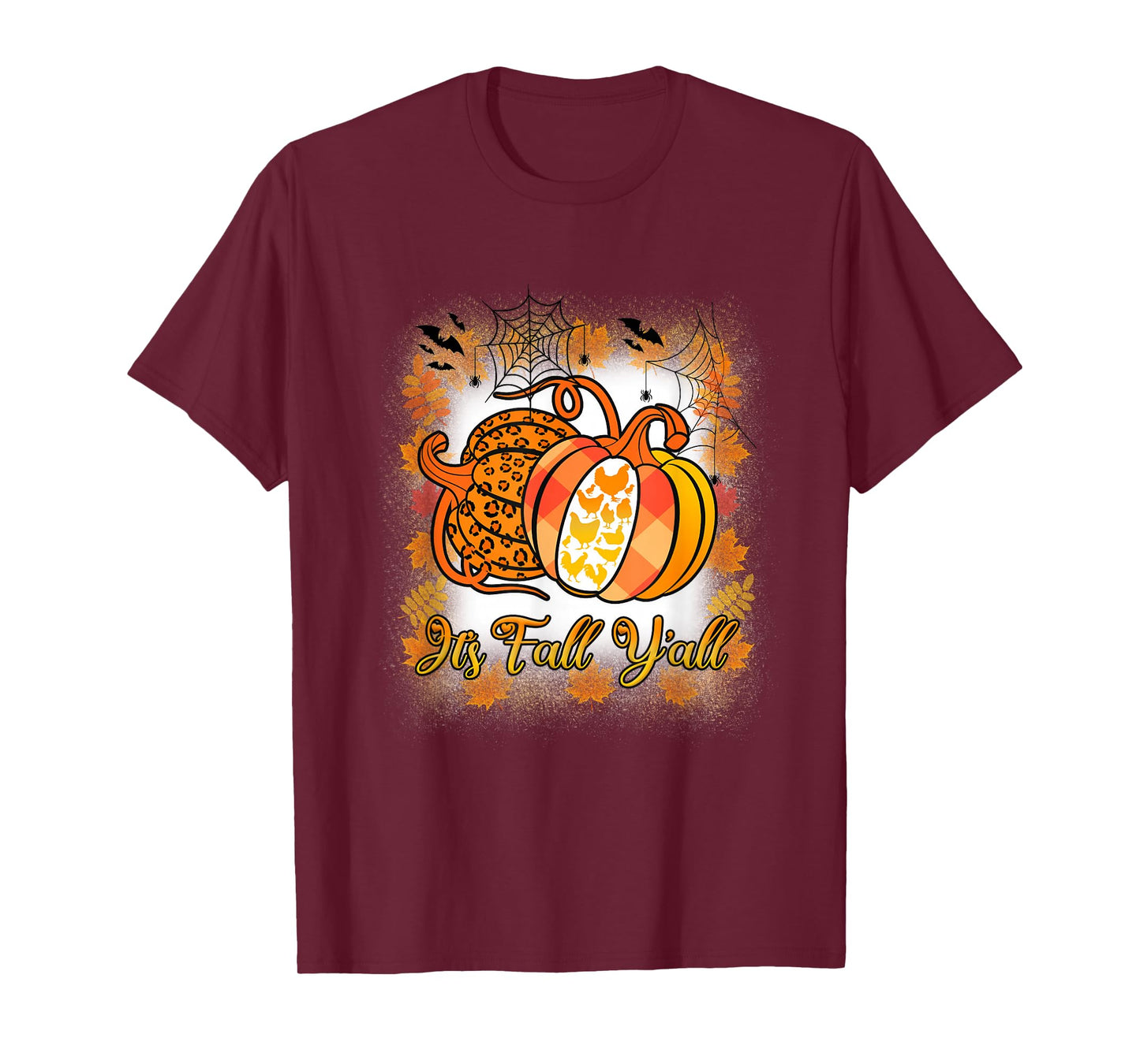It’s Fall Y’all Pumpkin Leopard Print Chicken Halloween T-Shirt