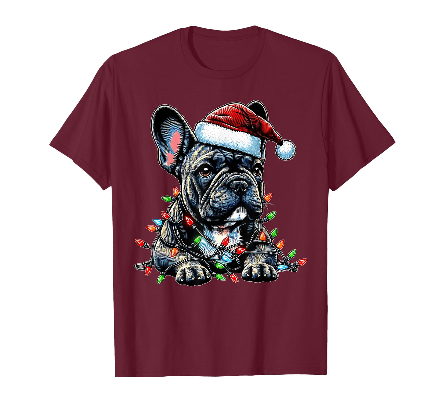 French Bulldog Frenchie Christmas Hat Xmas Men Women Kids T-Shirt