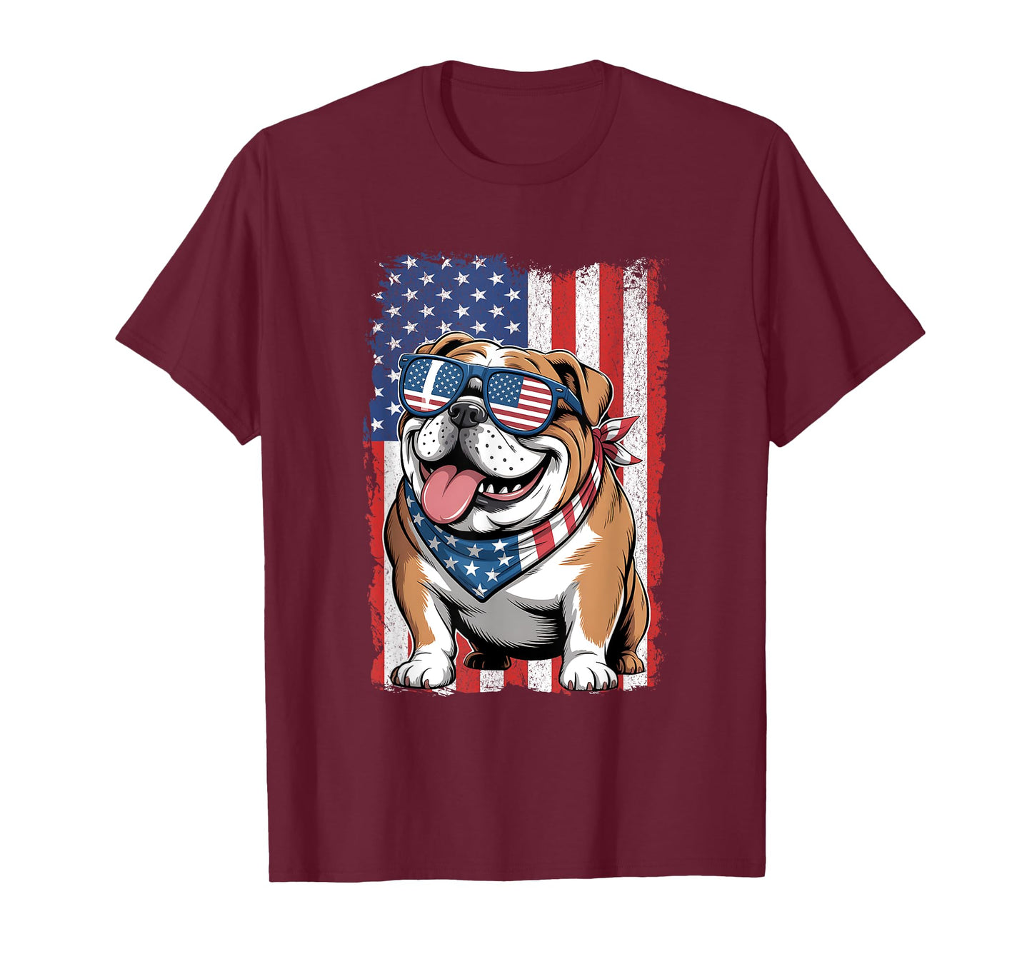 English Bulldog 4th of July Dog Patriotic USA Flag Man Woman T-Shirt
