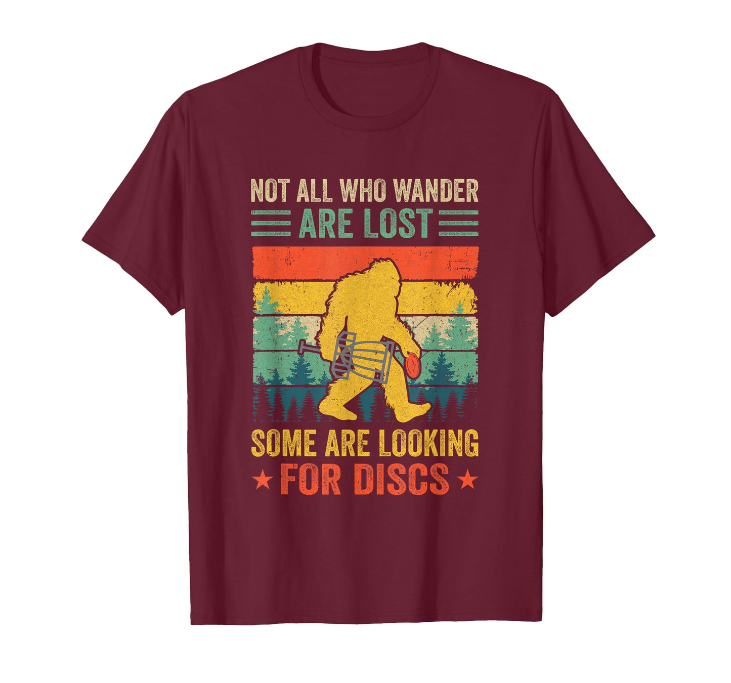 Funny Disc Golf For Men Women Bigfoot Disc Golf Player Retro T-Shirt