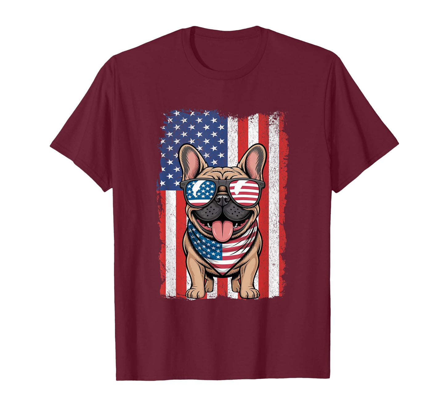 French Bulldog 4th of July Dog Patriotic USA Flag Frenchie T-Shirt for Men Women Kids