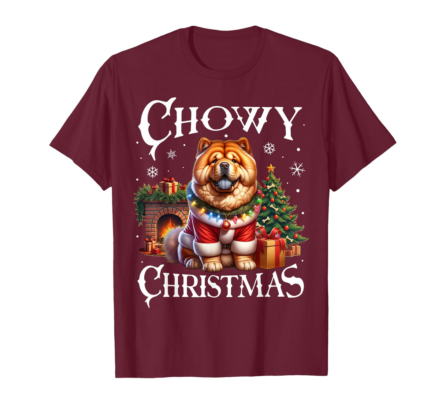Christmas Dogs Chow Chow Santa Claus Chow Chow Xmas T-Shirt - Unisex Adults - Black - Small - Short Sleeve