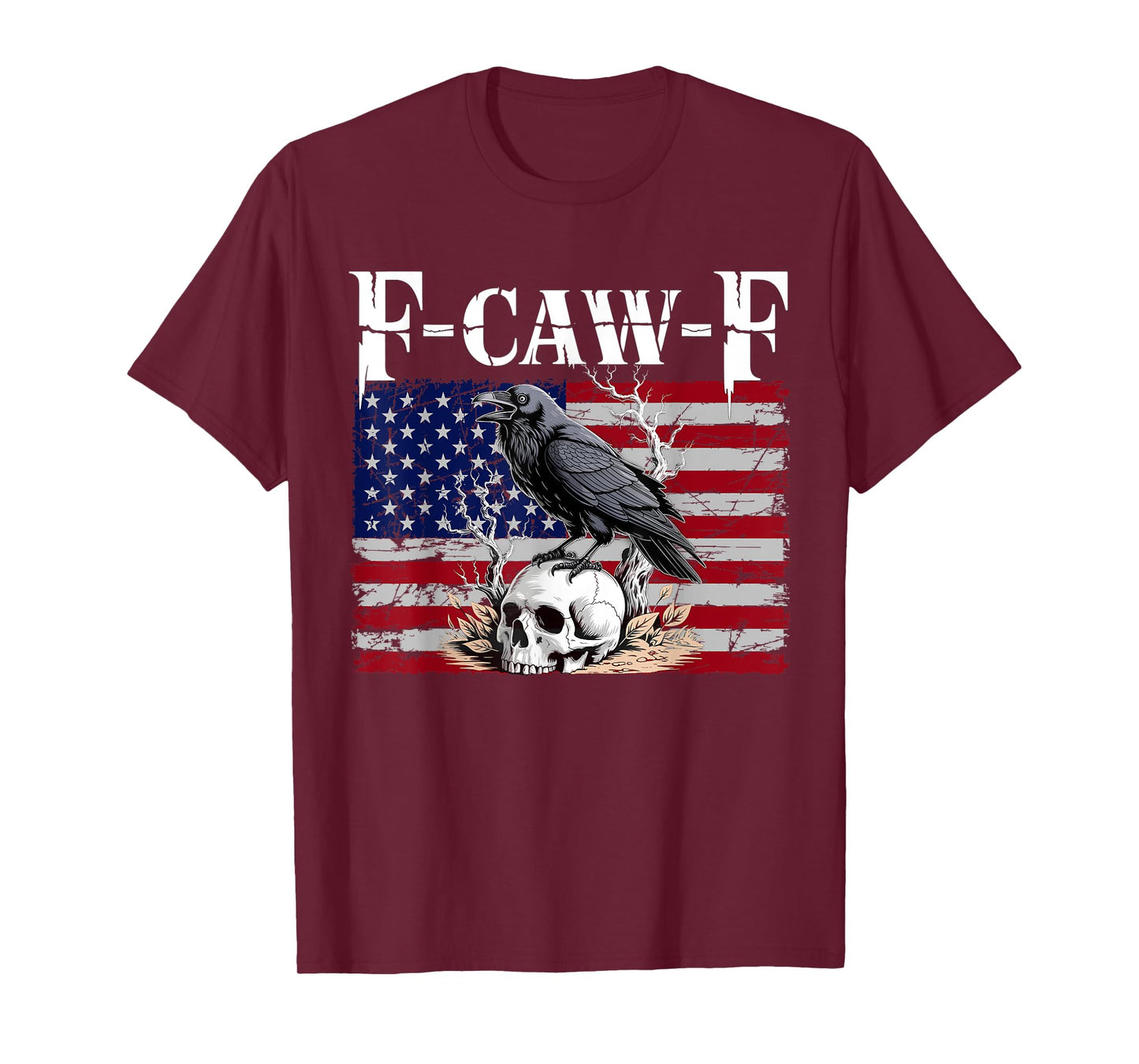 F-Caw-F Black Crow Black Bird Retro USA Flag Vintage F-Caw-F T-Shirt