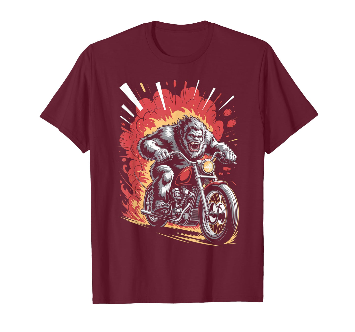 Bigfoot Biker Riding Motorcycle Men Vintage Sasquatch Rider T-Shirt