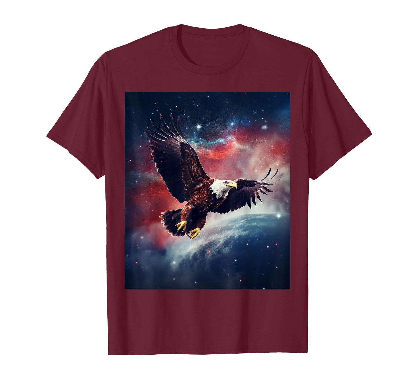 BORN Majestic Flying American Bald Eagle T-Shirt - Unisex Adults - Black - Small - Crew Neck - Short Sleeve
