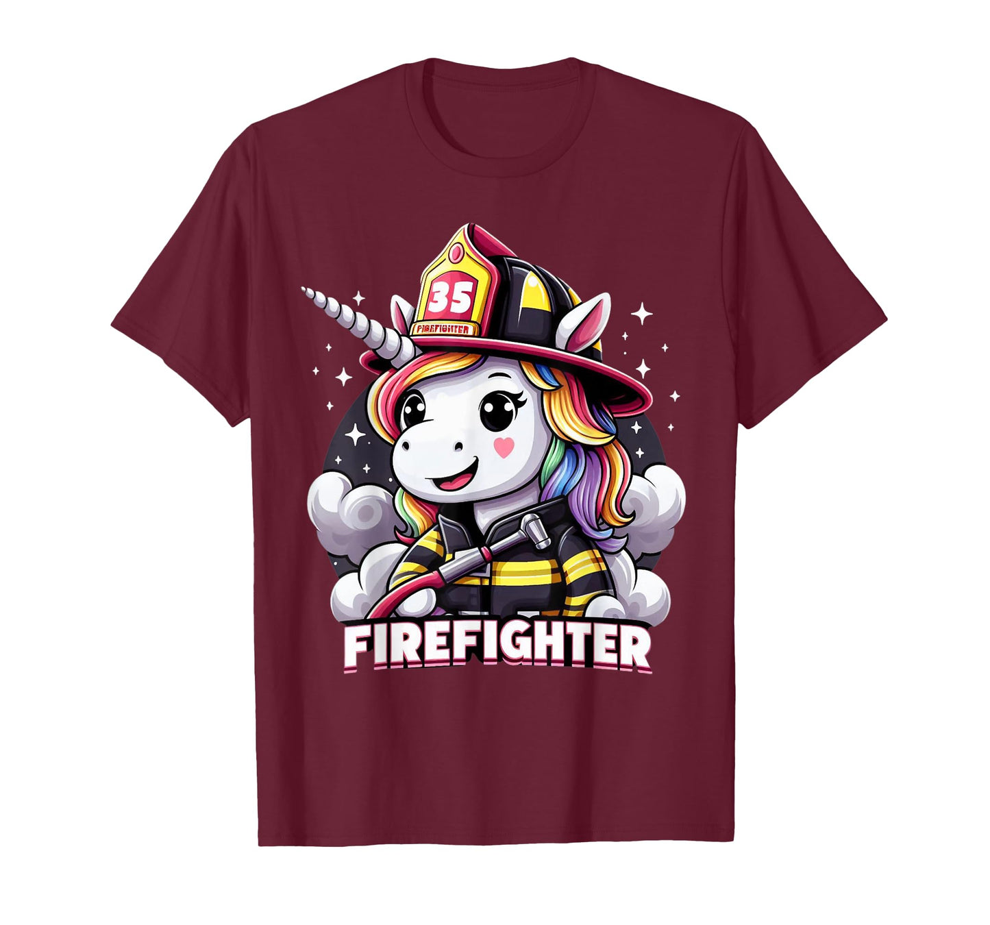 Firefighter Unicorn Kids Girls Women Rainbow Firefighting T-Shirt
