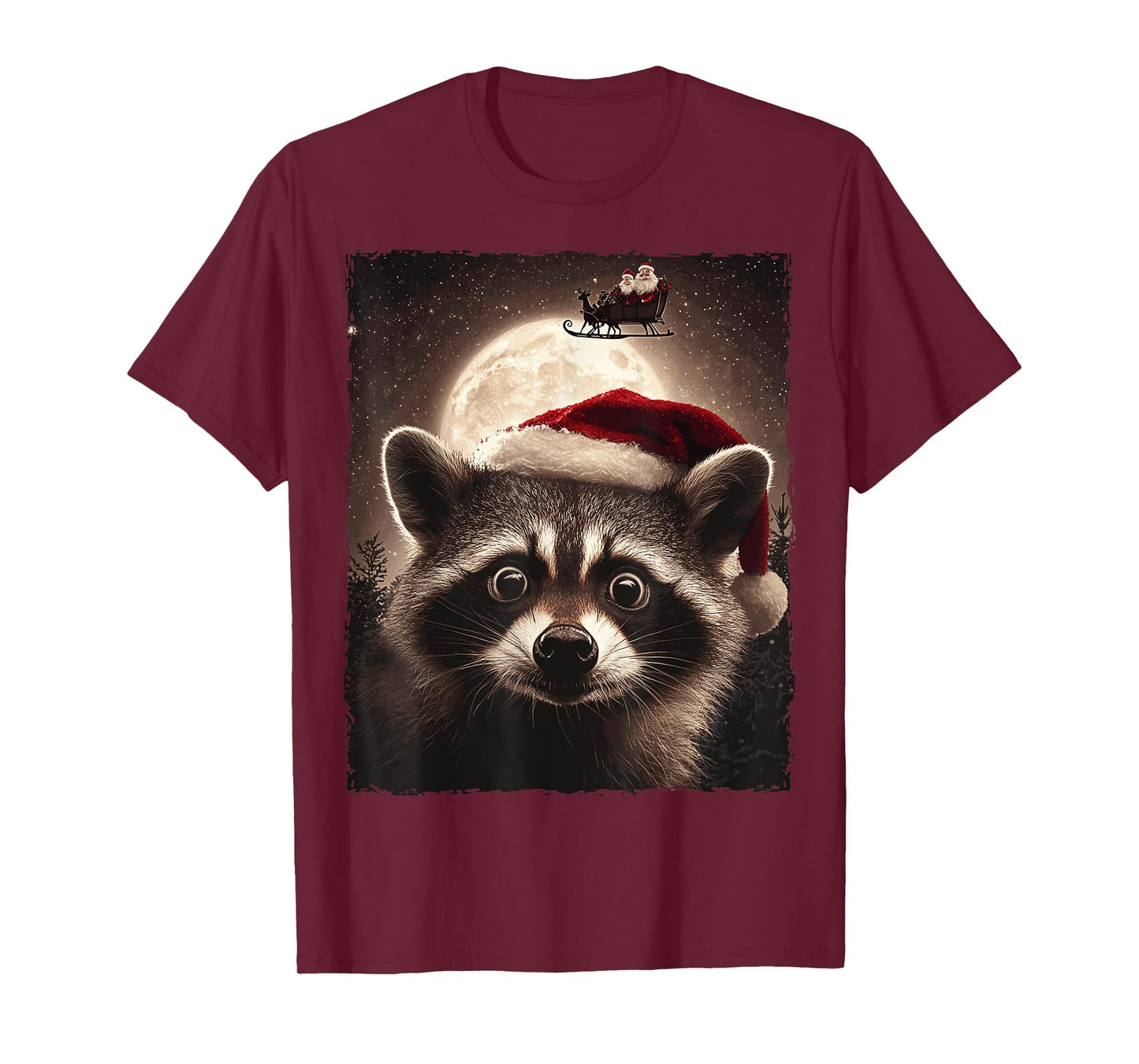 Funny Raccoon Selfie Santa Moon Xmas Christmas T-Shirt