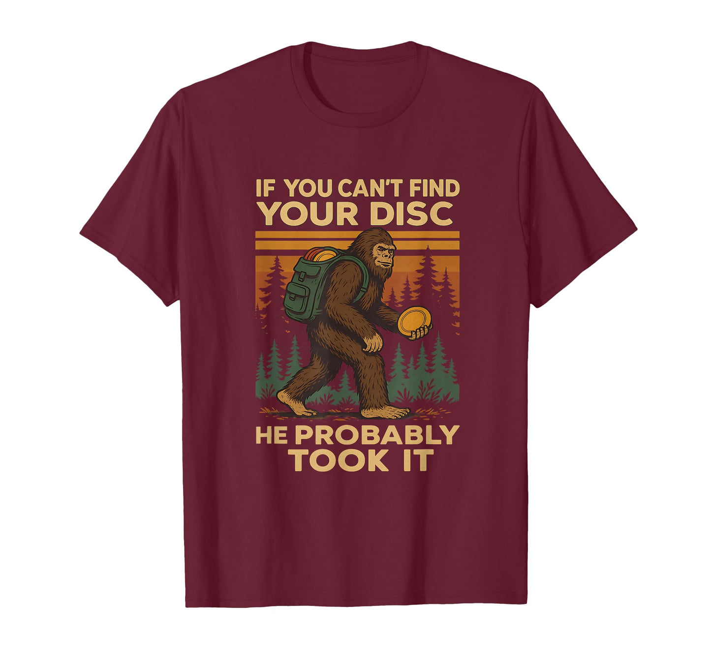 Big foot Funny Disc Golf Sasquatch Men Women Kids frisbee T-Shirt