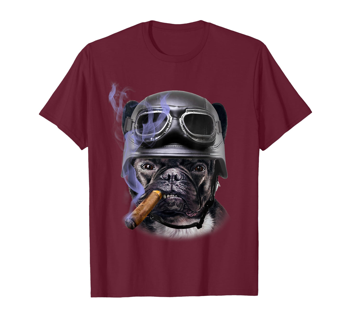 T-Shirt, French Bull Dog Biker in Motorcycle Helmet, Cigar T-Shirt for Men Women