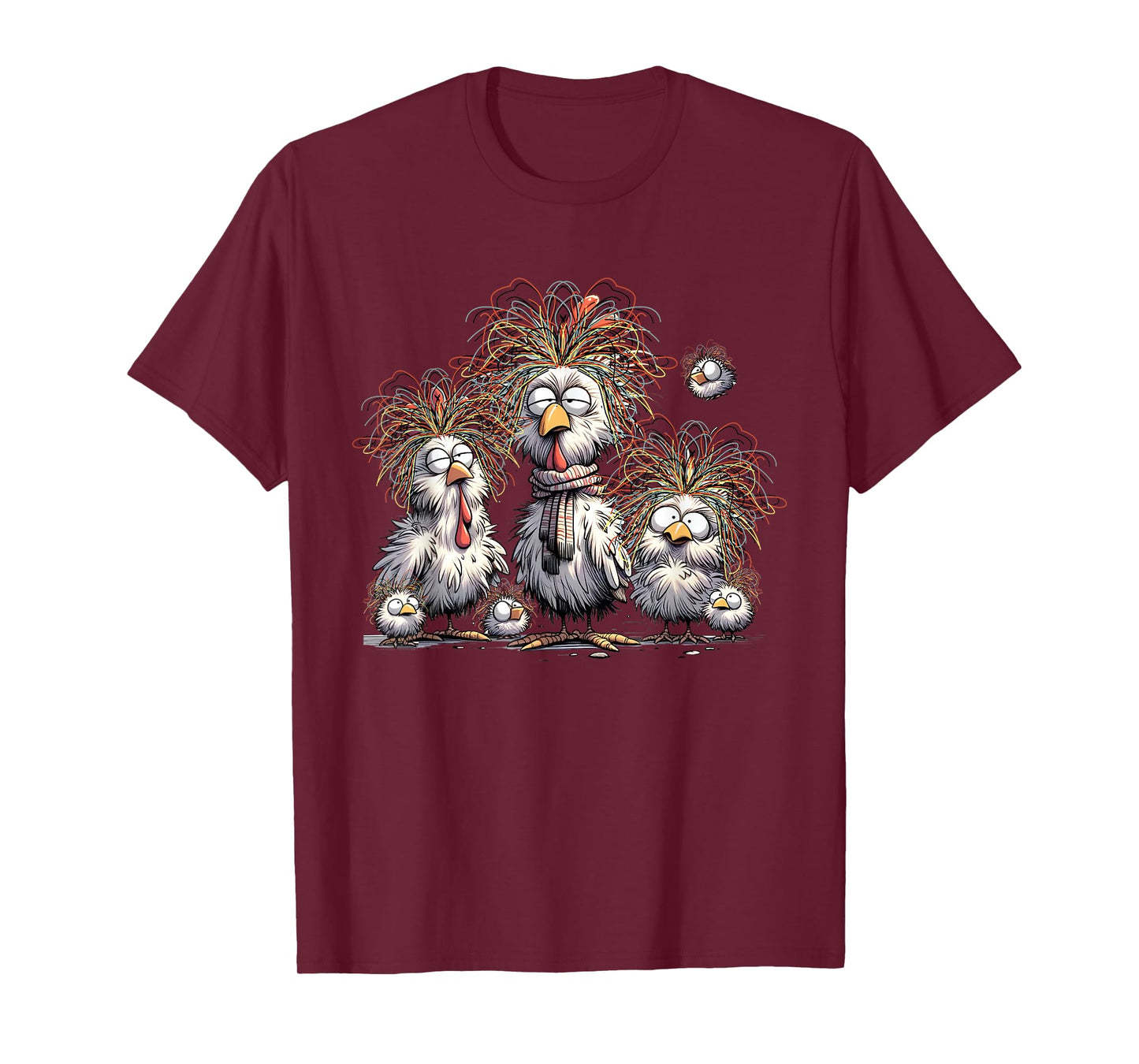 Eagerlys Colorful Chicken Funny Crazy Chicken Family T-Shirt