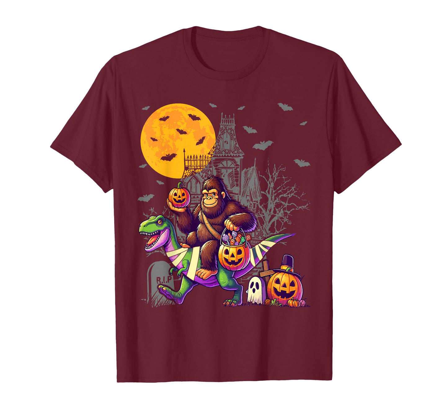 Bigfoot Dinosaur Halloween Costume T Rex Boys Kids T-Shirt