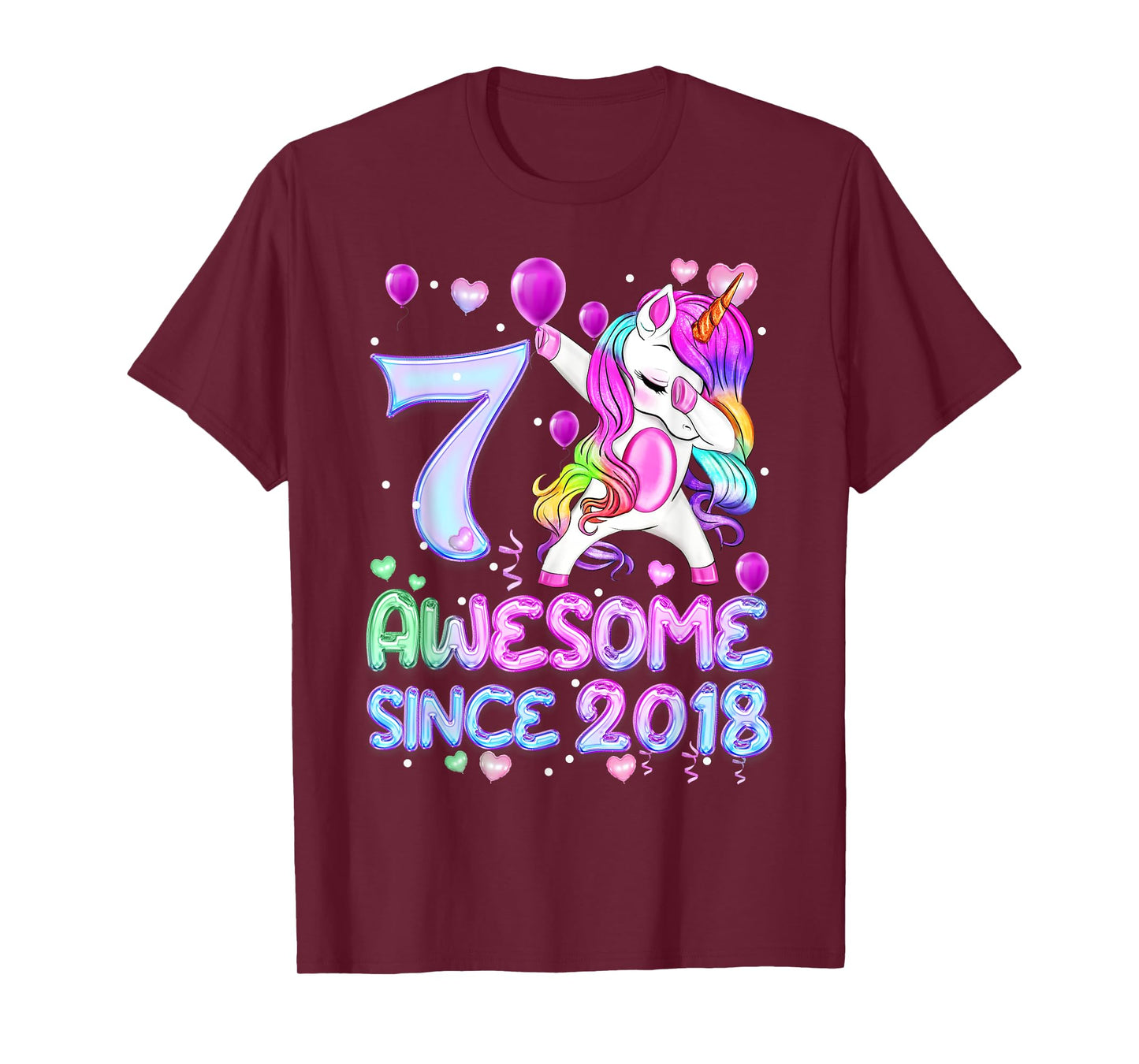 7 Years Old Unicorn Dabbing 7th Birthday Girl Unicorn T-Shirt