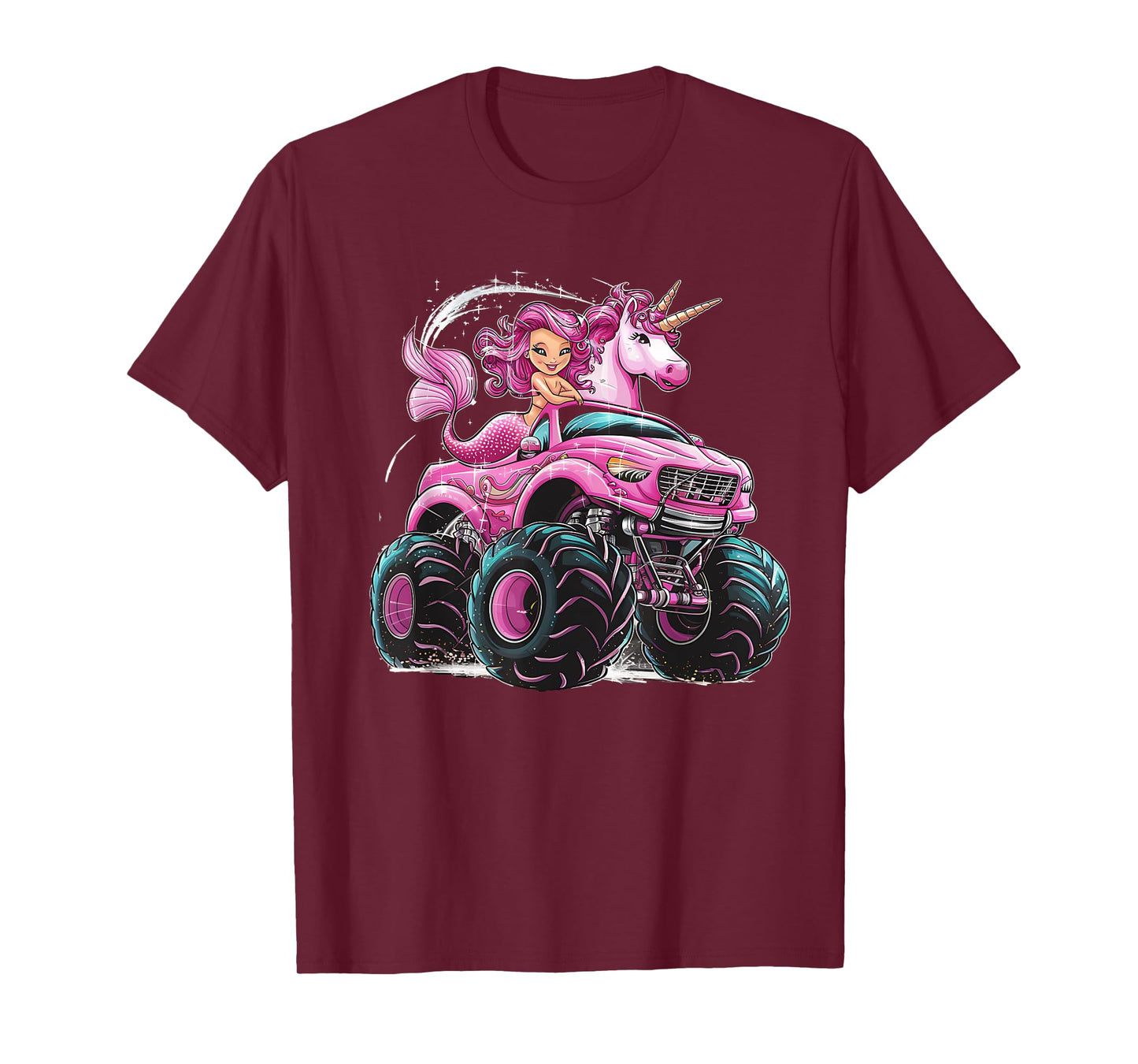 Mermaid Unicorn Monster Truck Birthday Girl Monster Truck T-Shirt