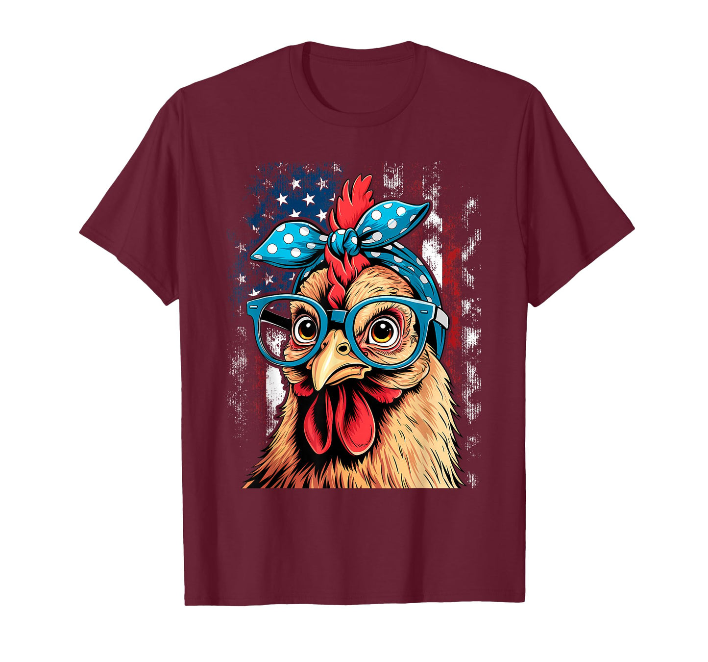 Cute Women Girl Chicken with Bandana Headband and Glasses T-Shirt