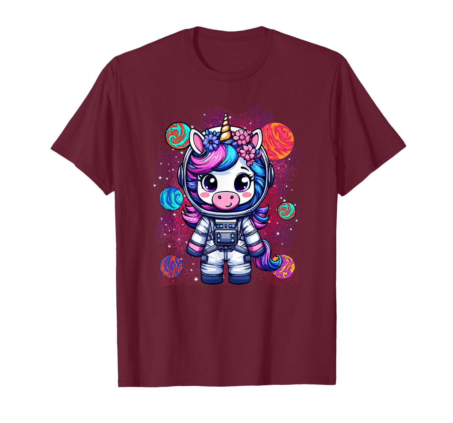 Unicorn Astronaut Cute Space Suit Galaxy Planet Womens Girls T-Shirt