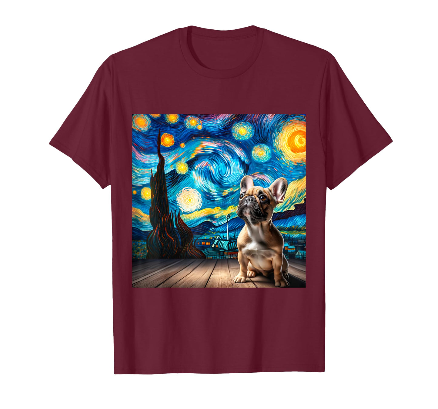 French Bulldog Starry Night Shirt Vincent Van Gogh Frenchie T-Shirt for Men Women Kids