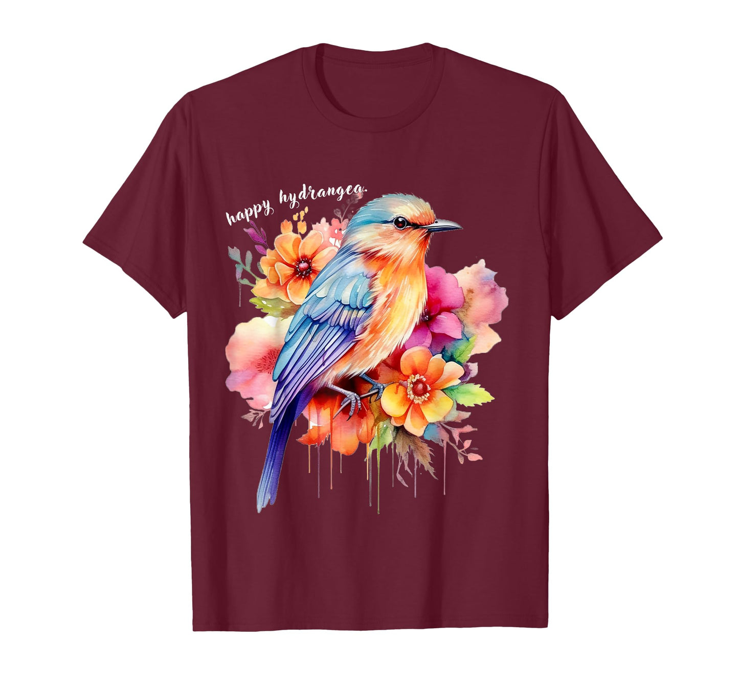 happy hydrangea. Floral Bird Spring Flowers T-Shirt