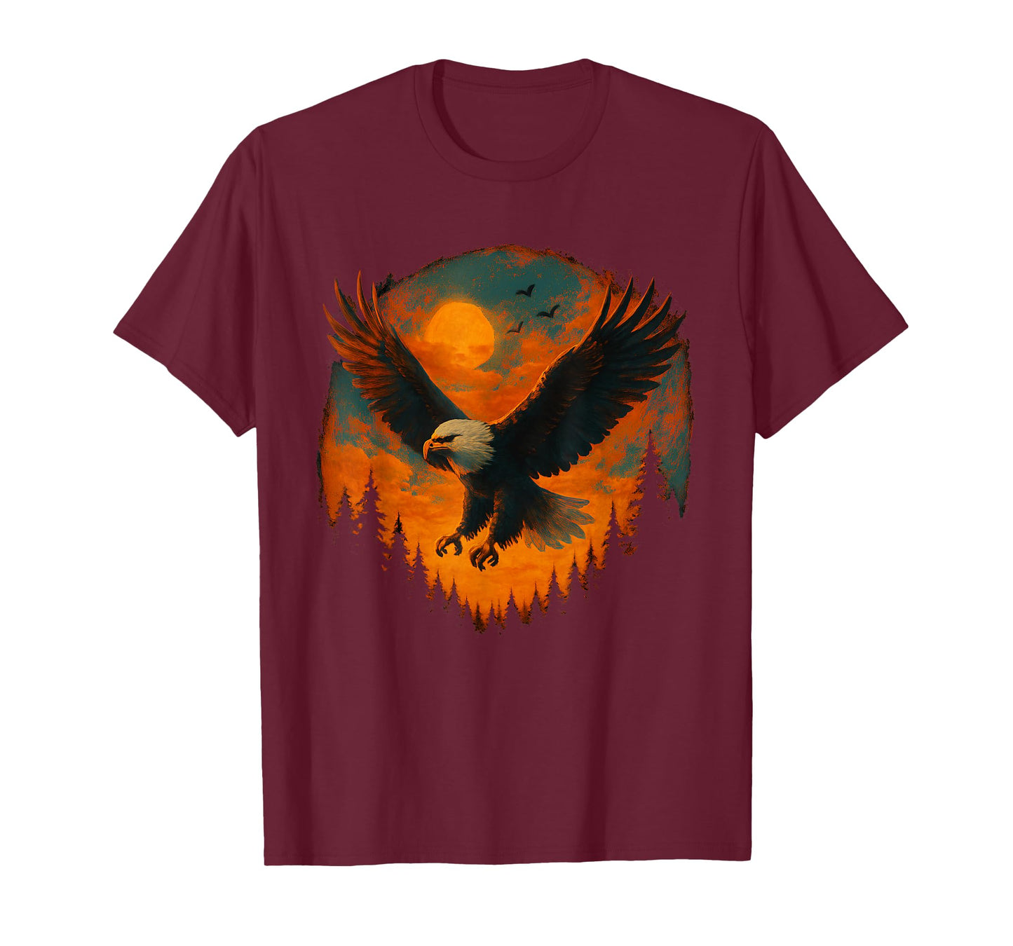 Retro Eagle Flying Forest Animal Wildlife Vintage Bird Lover T-Shirt