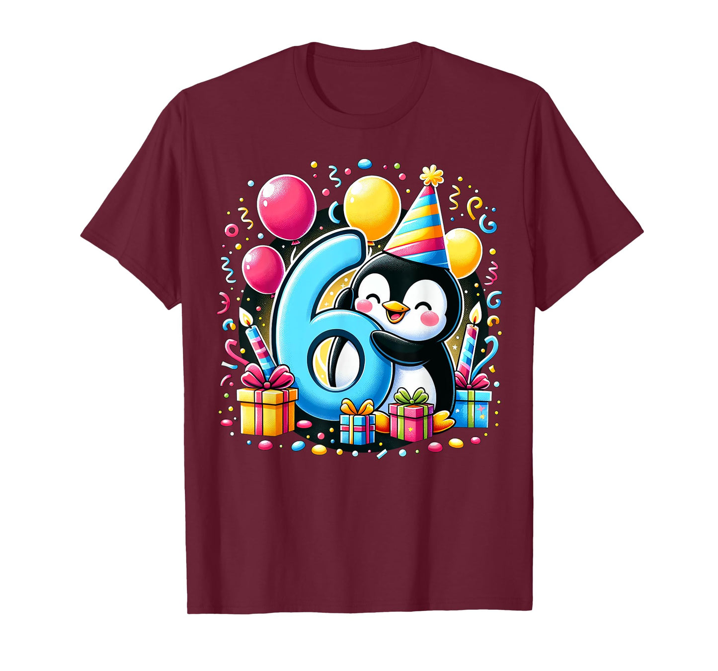 Kids Penguin Theme sixth Bday Party 6th Penguin Birthday T-Shirt