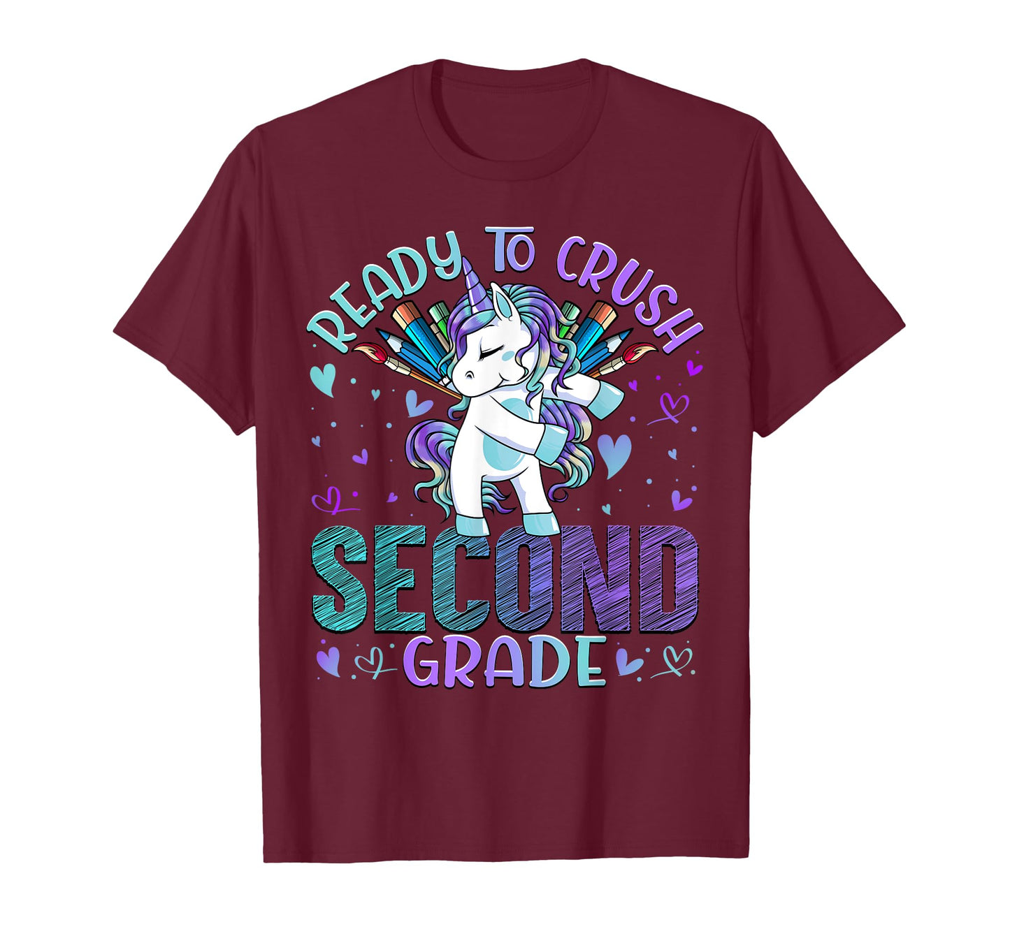 Ready to Crush Second 2nd Grade Back To School Unicorn Kids T-Shirt