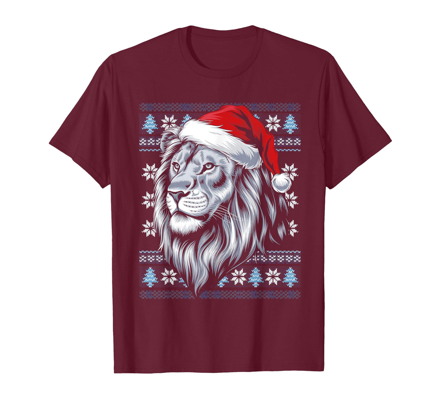 Lion Santa Hat Ugly Christmas Sweater Lion Lovers Holiday T-Shirt