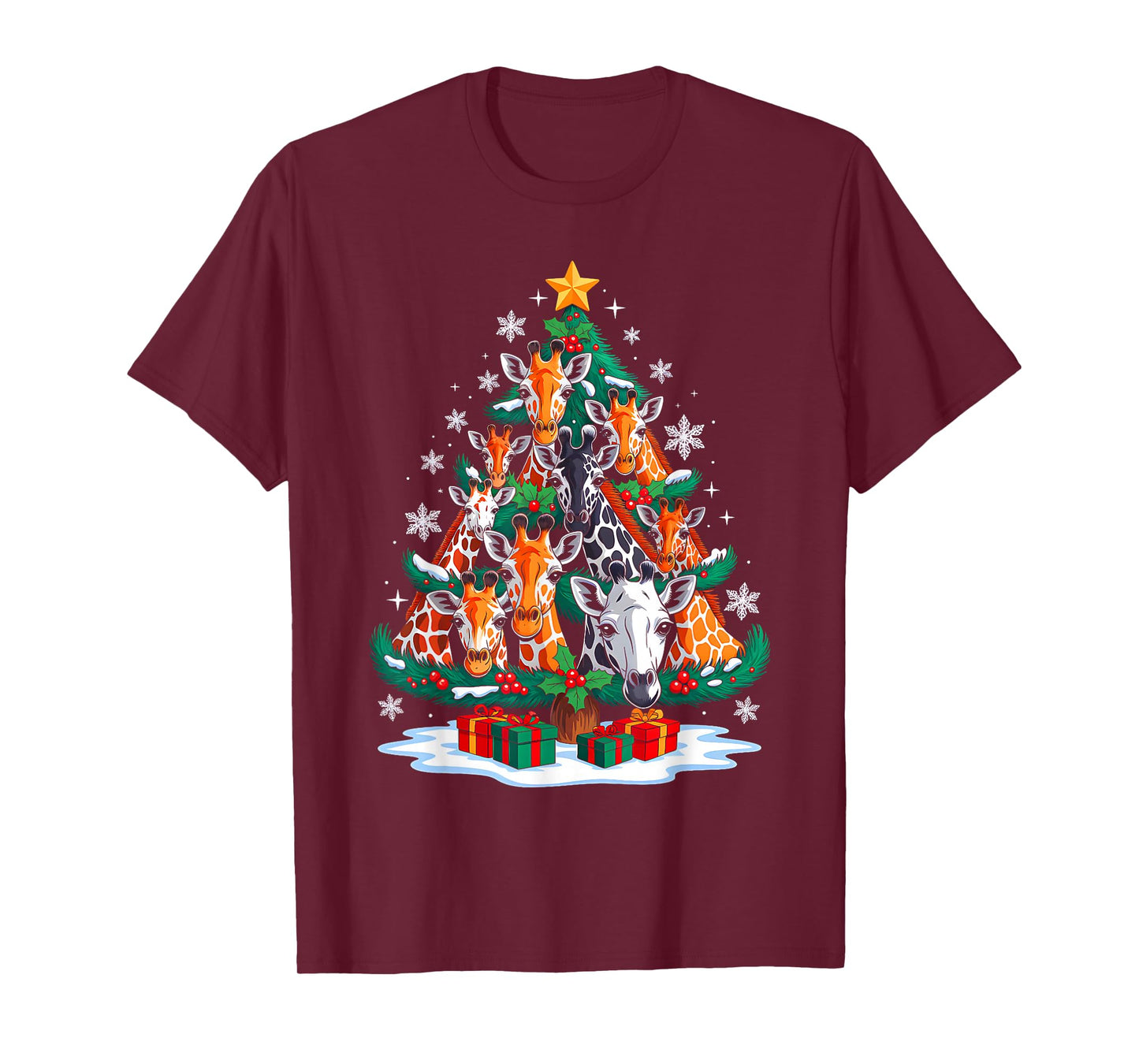 Giraffe Tree Christmas Giraffe Lover Xmas Squad Men Women T-Shirt