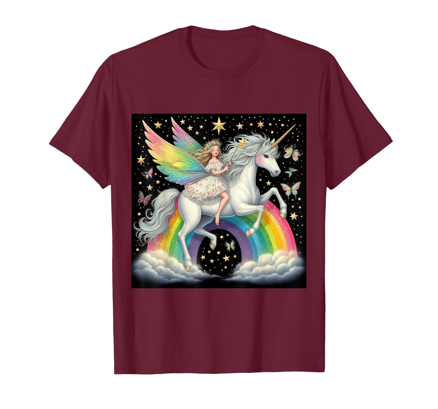 Fairy Riding A Unicorn Boys Girls Men Women Kids Adults T-Shirt
