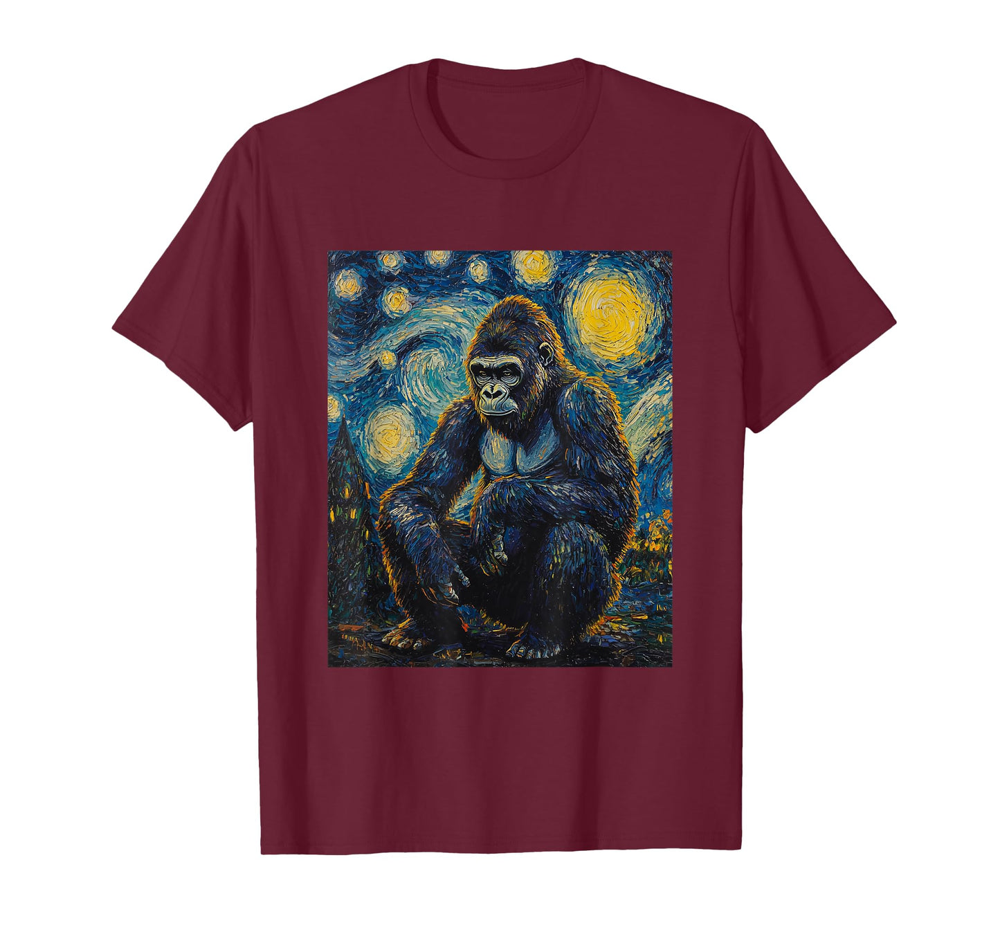 Gorilla Monkey - Van Gogh Style - Starry Night Graphic T-Shirt