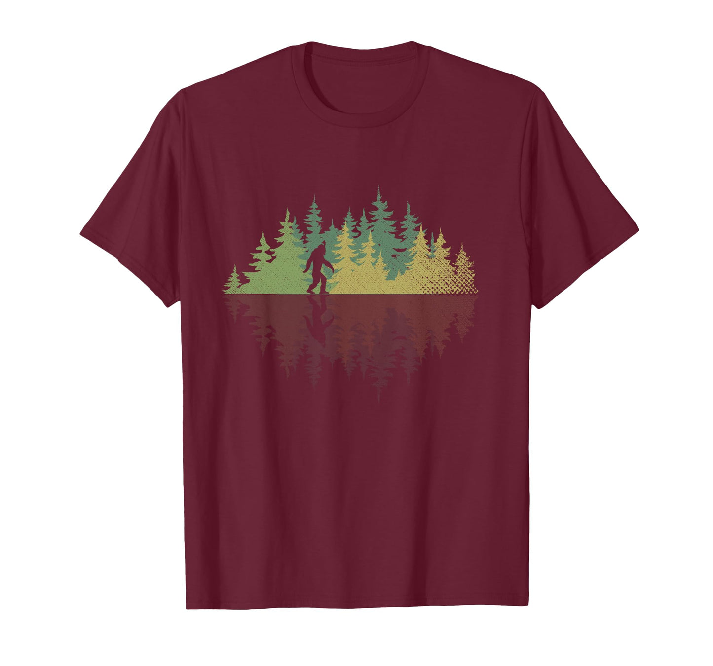 Sasquatch Yeti Reflection Forest Trees Conspiracy Bigfoot Long Sleeve T-Shirt