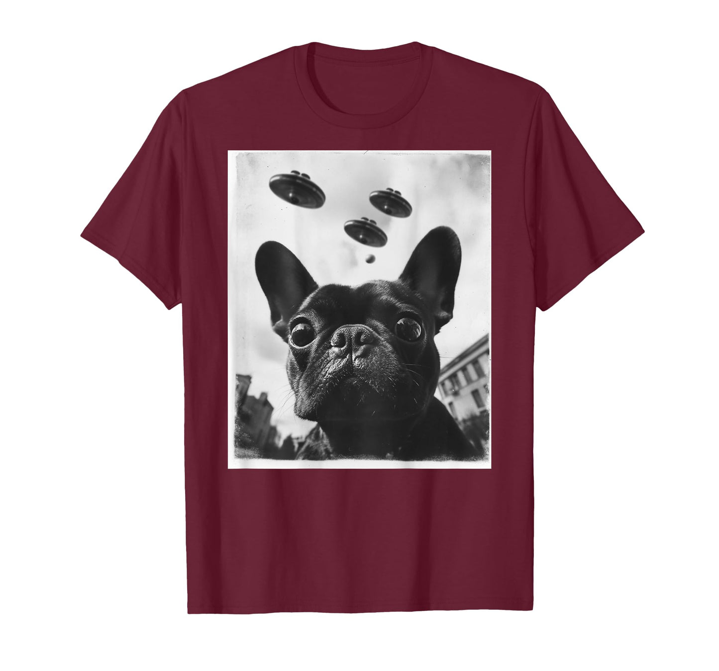 Funny graphic French Bulldog Frenchie UFO Alien Funny weird T-Shirt