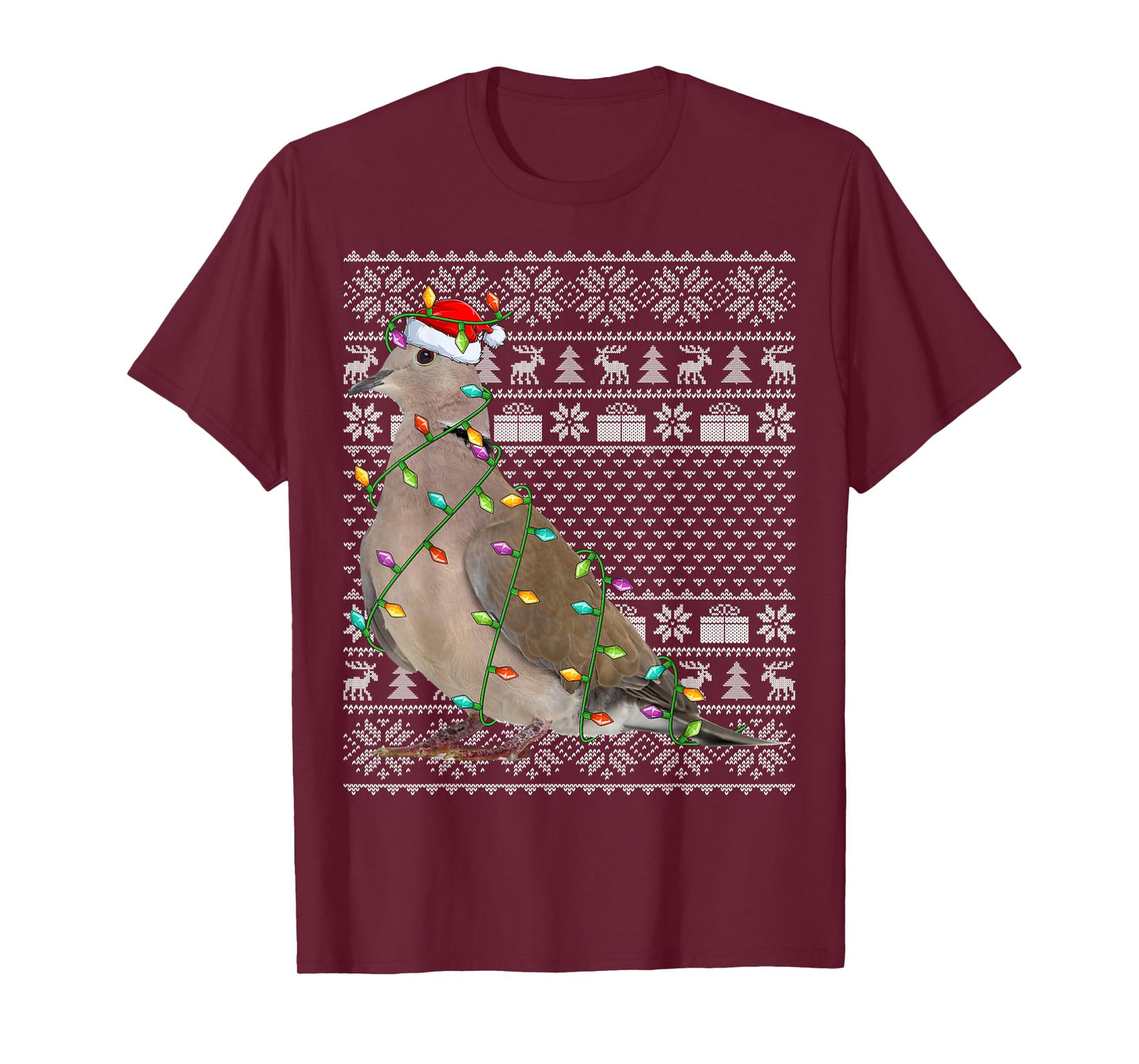 Mourning Dove Bird Lover Santa Ugly Mourning Dove Christmas T-Shirt