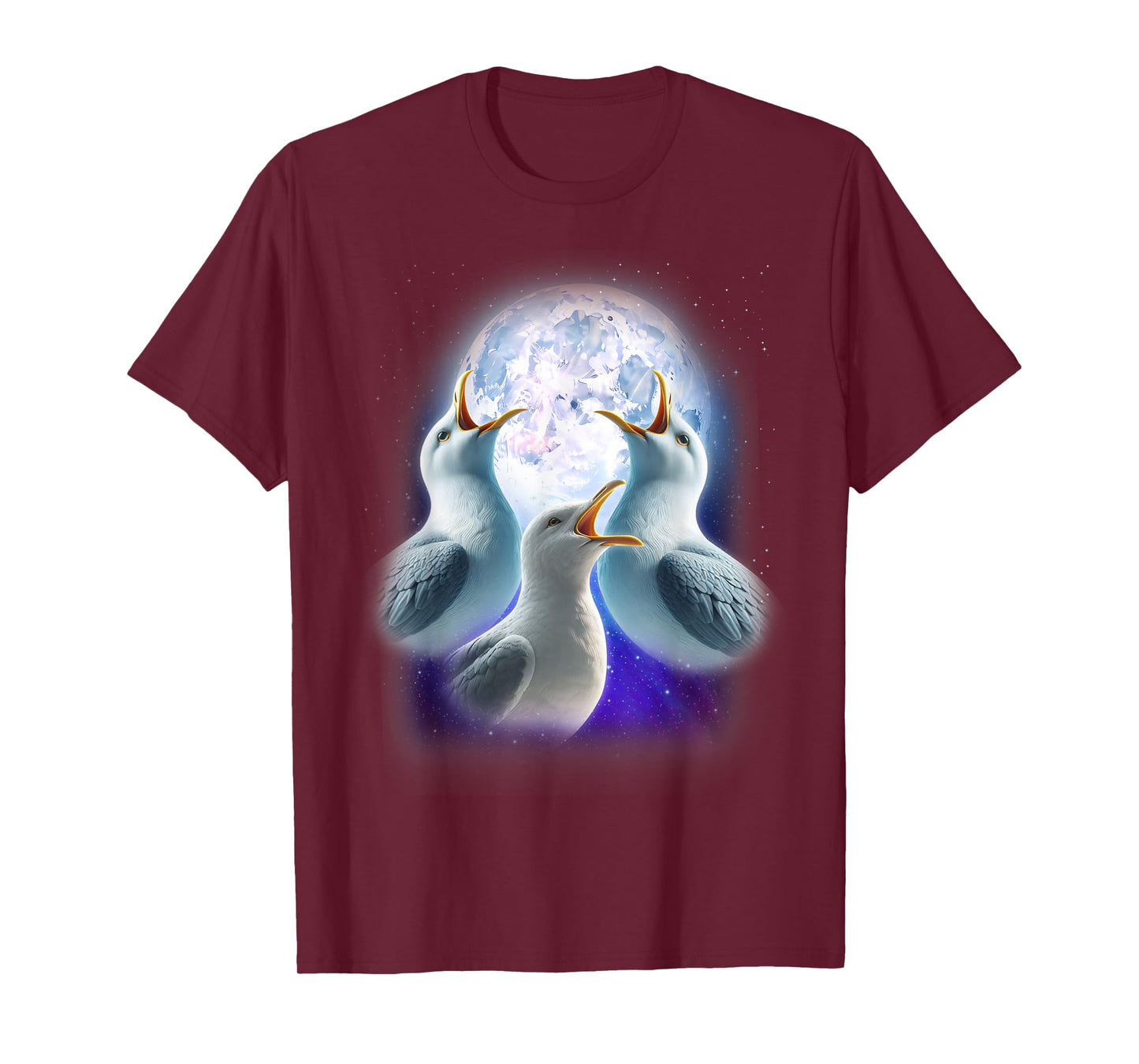 3 Seagulls Howling At The Moon Funny Seagull Lover Seabird T-Shirt