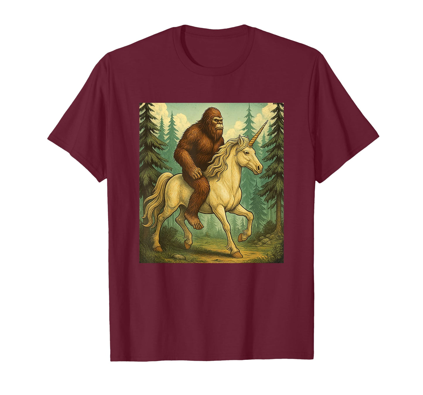 Bigfoot Riding a Unicorn Men Women Kids Sasquatch T-Shirt