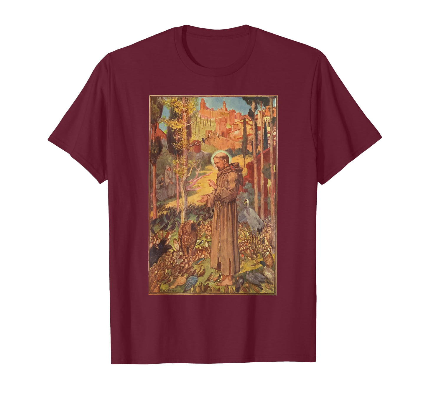 St Francis of Assisi Art Patron Saint of Animals Catholic T-Shirt