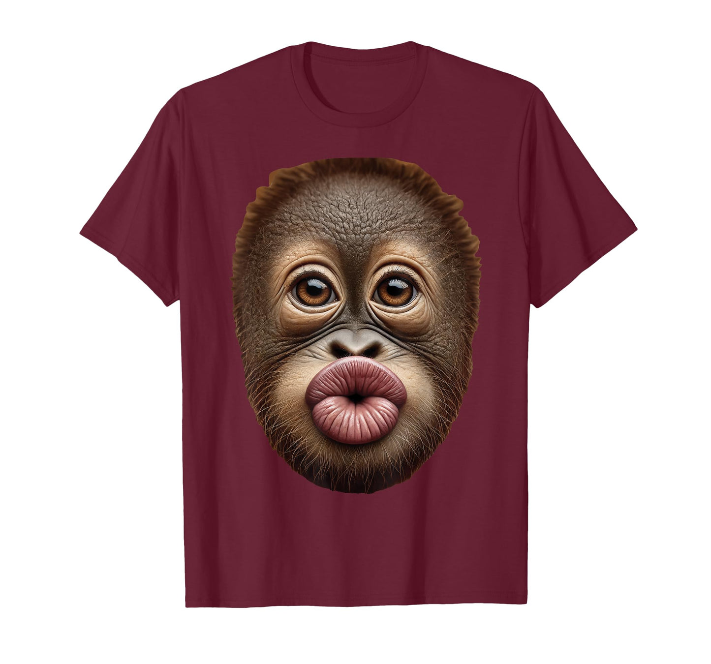 Baby Orangutan Ape Monkey Face Stomach Funny Cute Kiss Lips T-Shirt