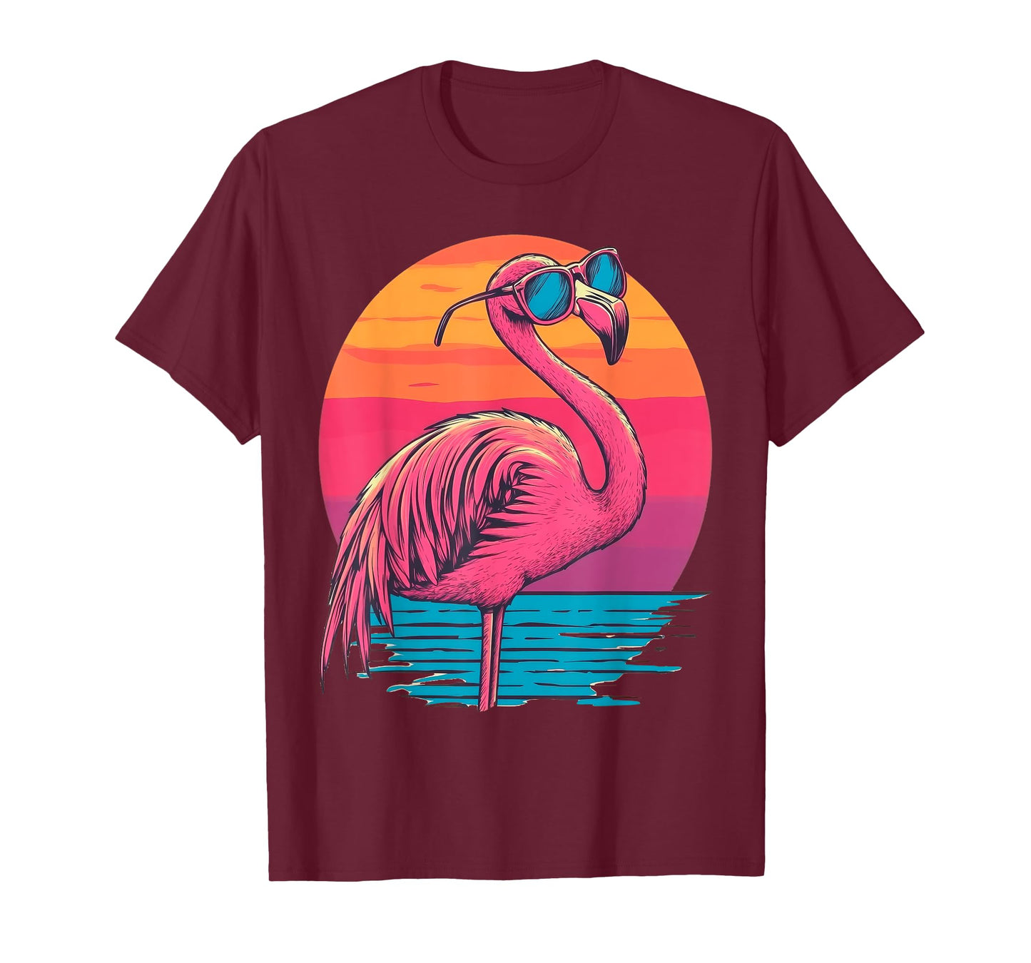 Retro Flamingo Sunglasses Sunset Style Vintage T-Shirt