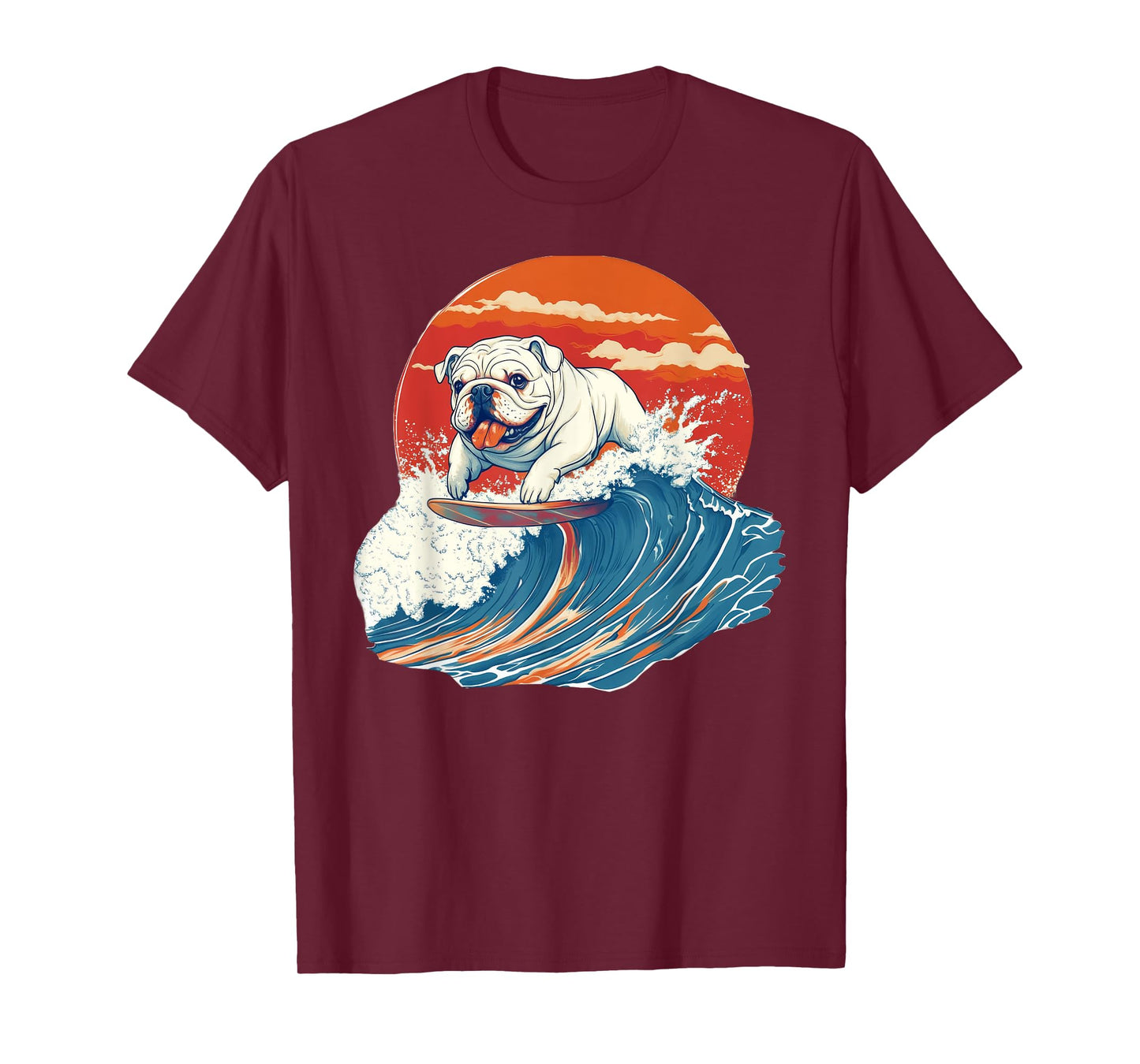 English Bulldog Dog Surfing Surfer T-Shirt