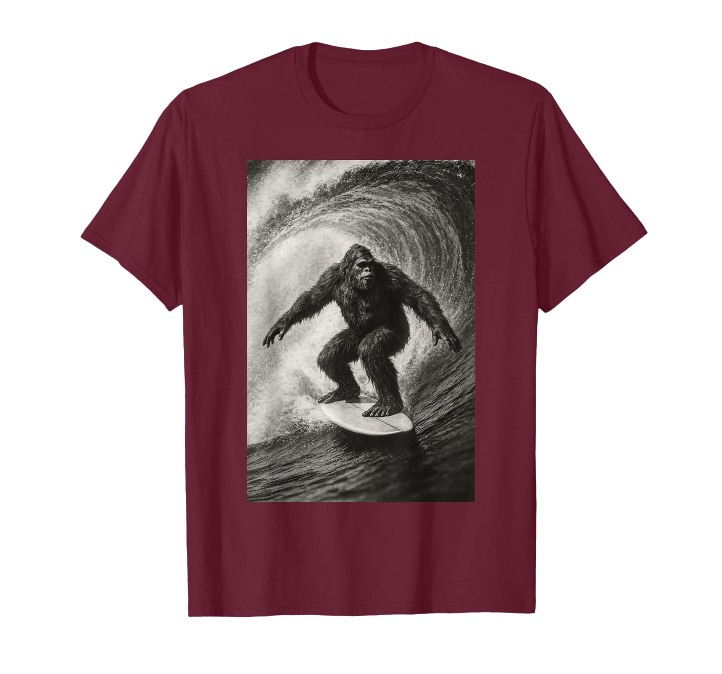 Funny Surfing Bigfoot Sea Selfie On Surfboard Beach Animal T-Shirt