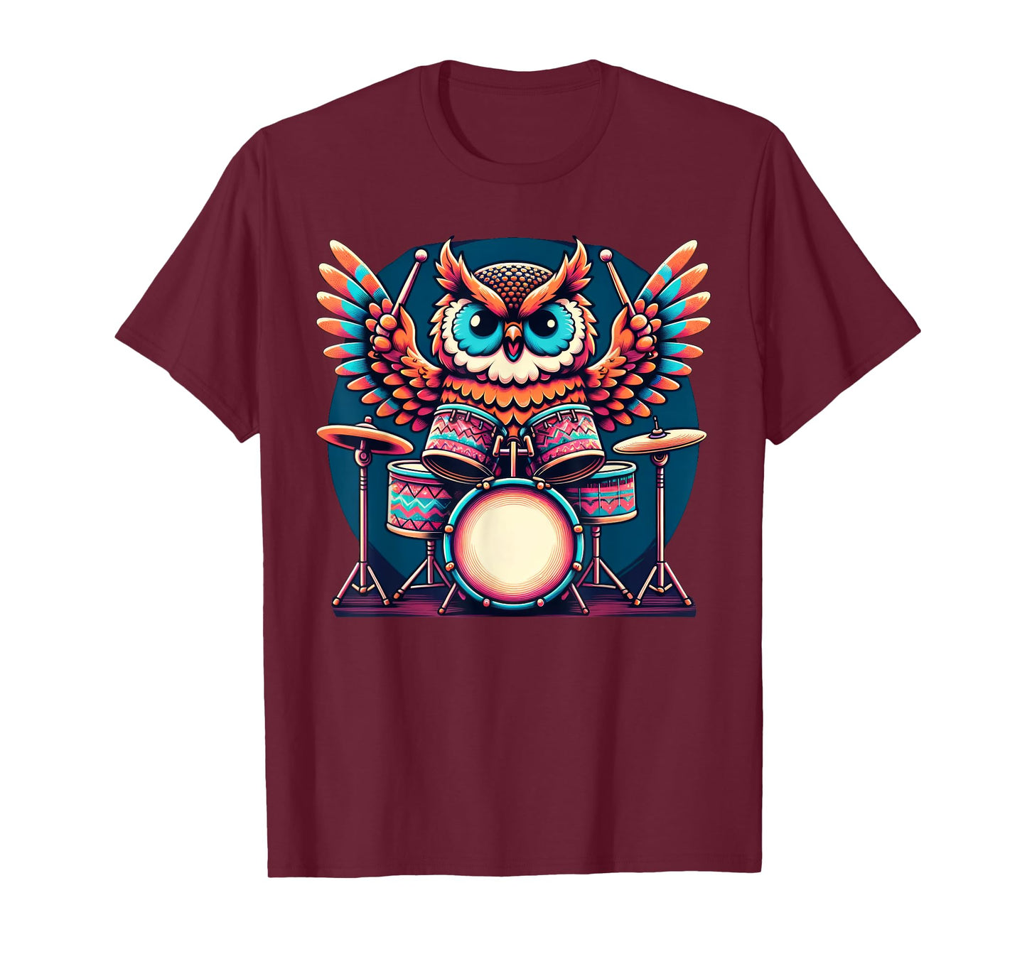 Cute Owl Playing Drums Owls Drummer Music T-Shirt