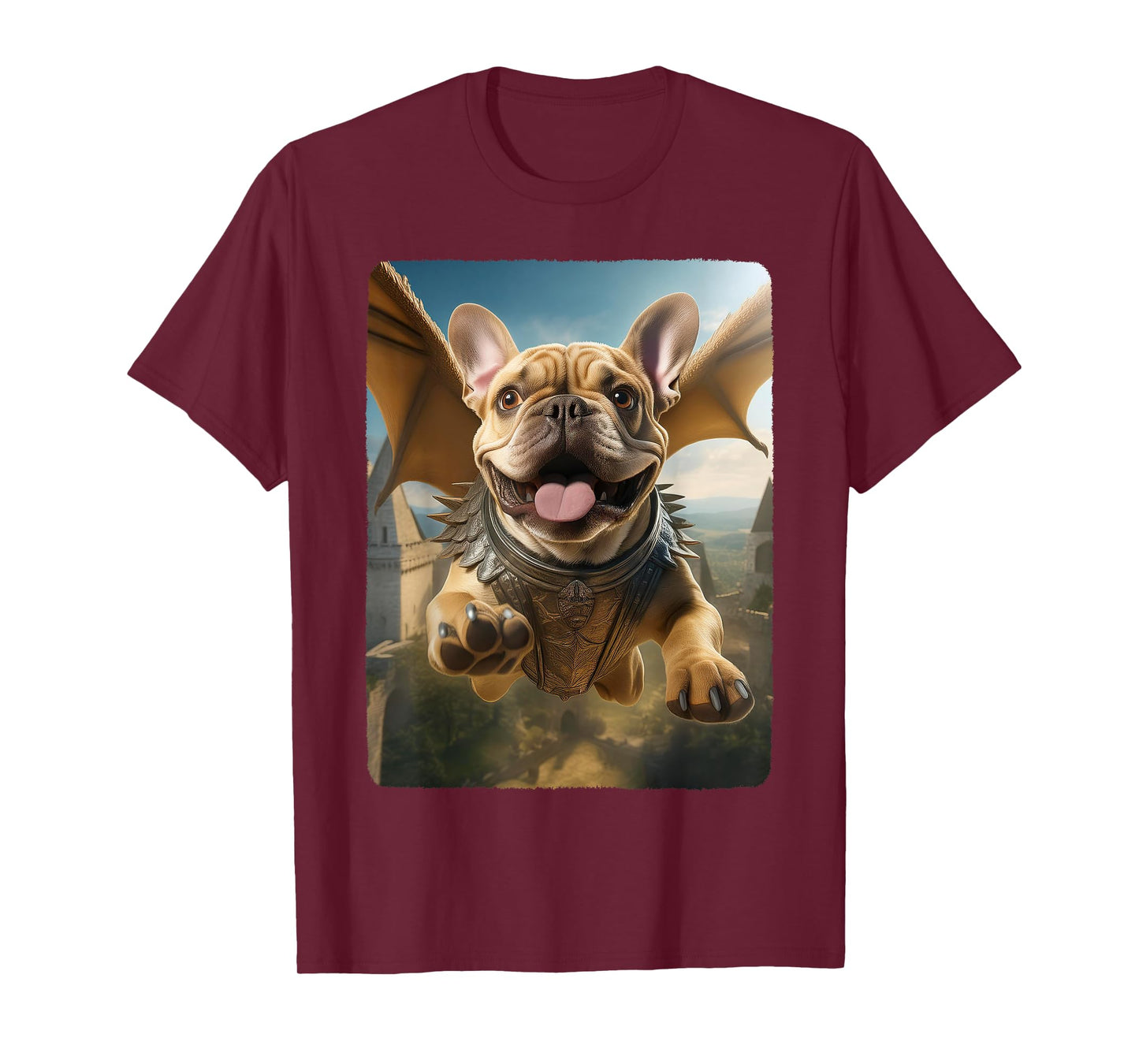 Frenchie Flying Cute Fantasy From Dog House to Sky Dragon Men Women Girls Kids T-Shirt