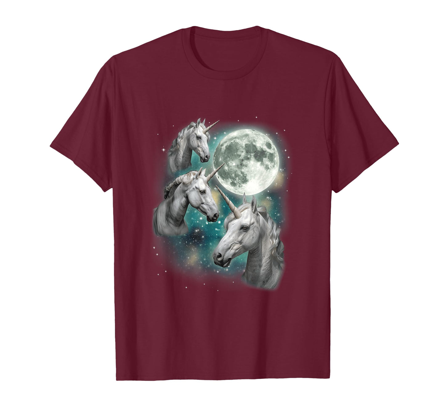 Three Unicorn Moon | 3 Magical Fantasy Mythic Horned Unicorn T-Shirt
