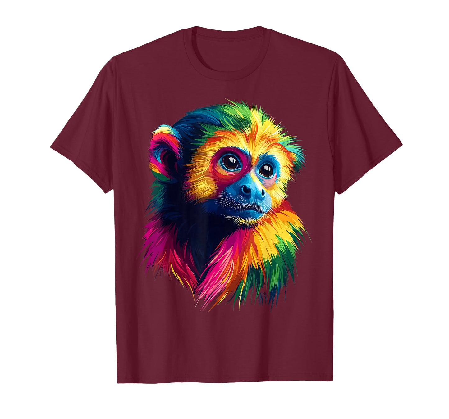 Colorful Capuchin Monkey Face Animal Lover Men Women Black T-Shirt