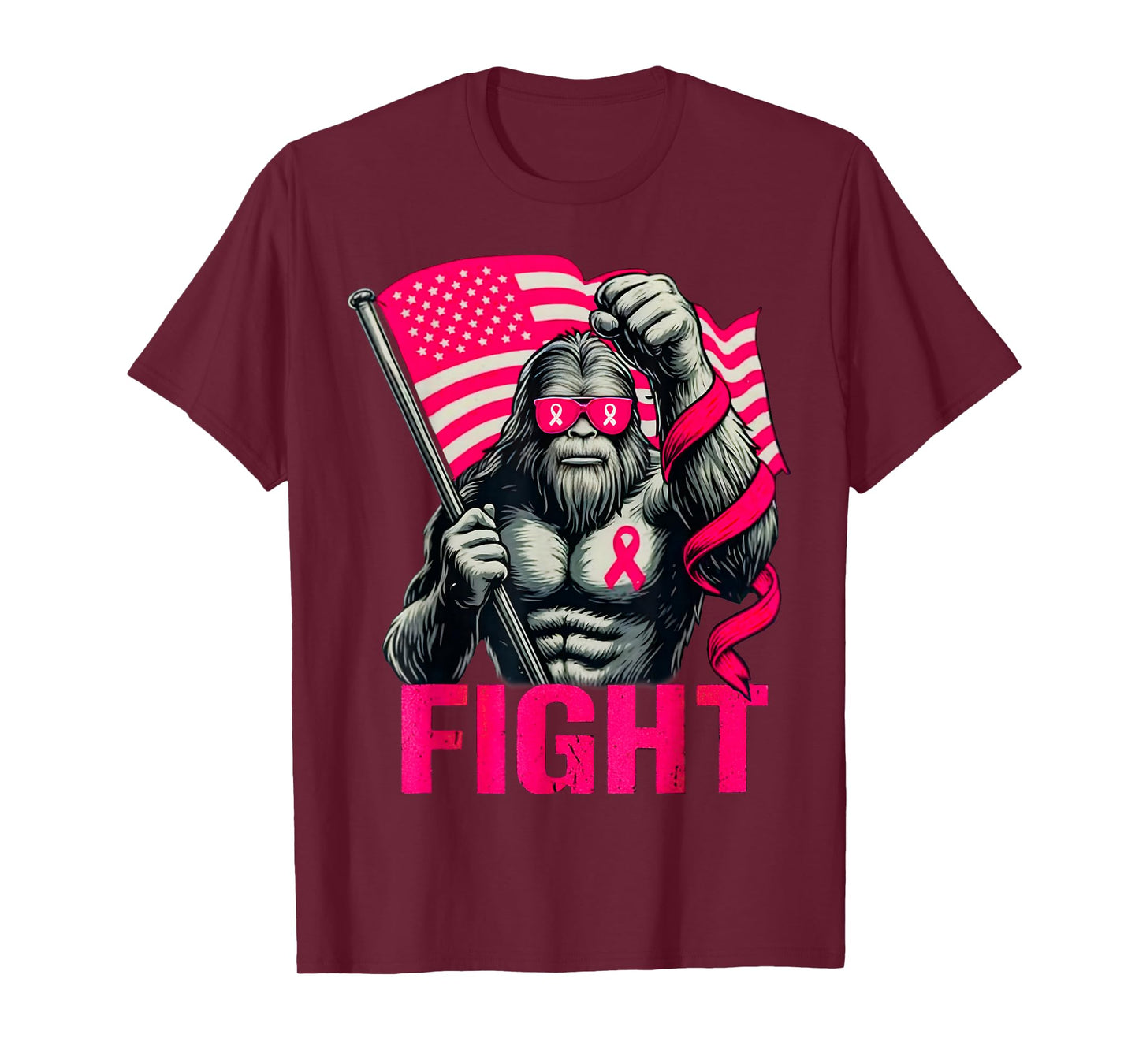 Bigfoot Pink Ribbon Fight Breast Cancer Awareness T-Shirt