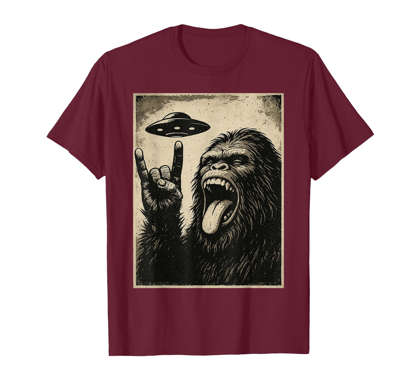 Bigfoot Rock Tongue UFO Selfie Sasquatch Rocker Boy Men Kids T-Shirt