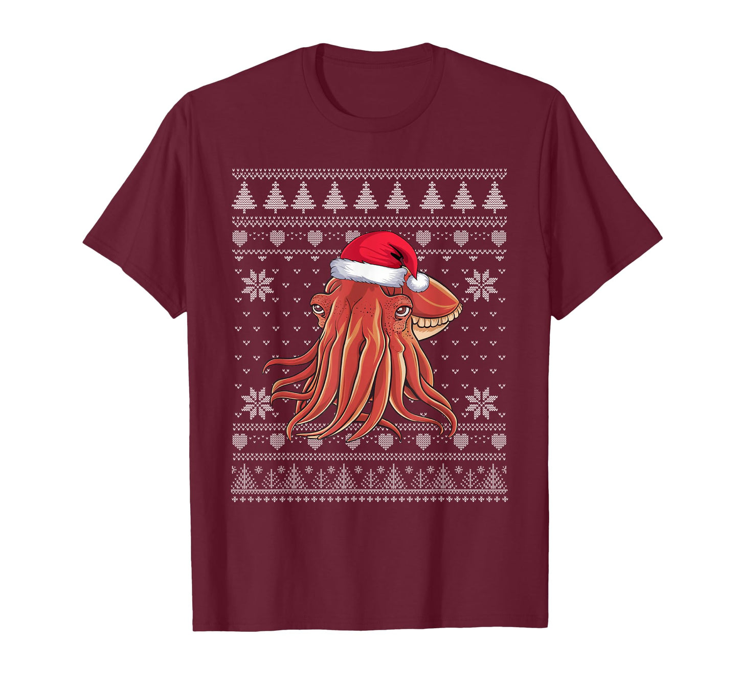 Funny Cuttlefish Ugly Christmas Sweater Santa Xmas PJs T-Shirt