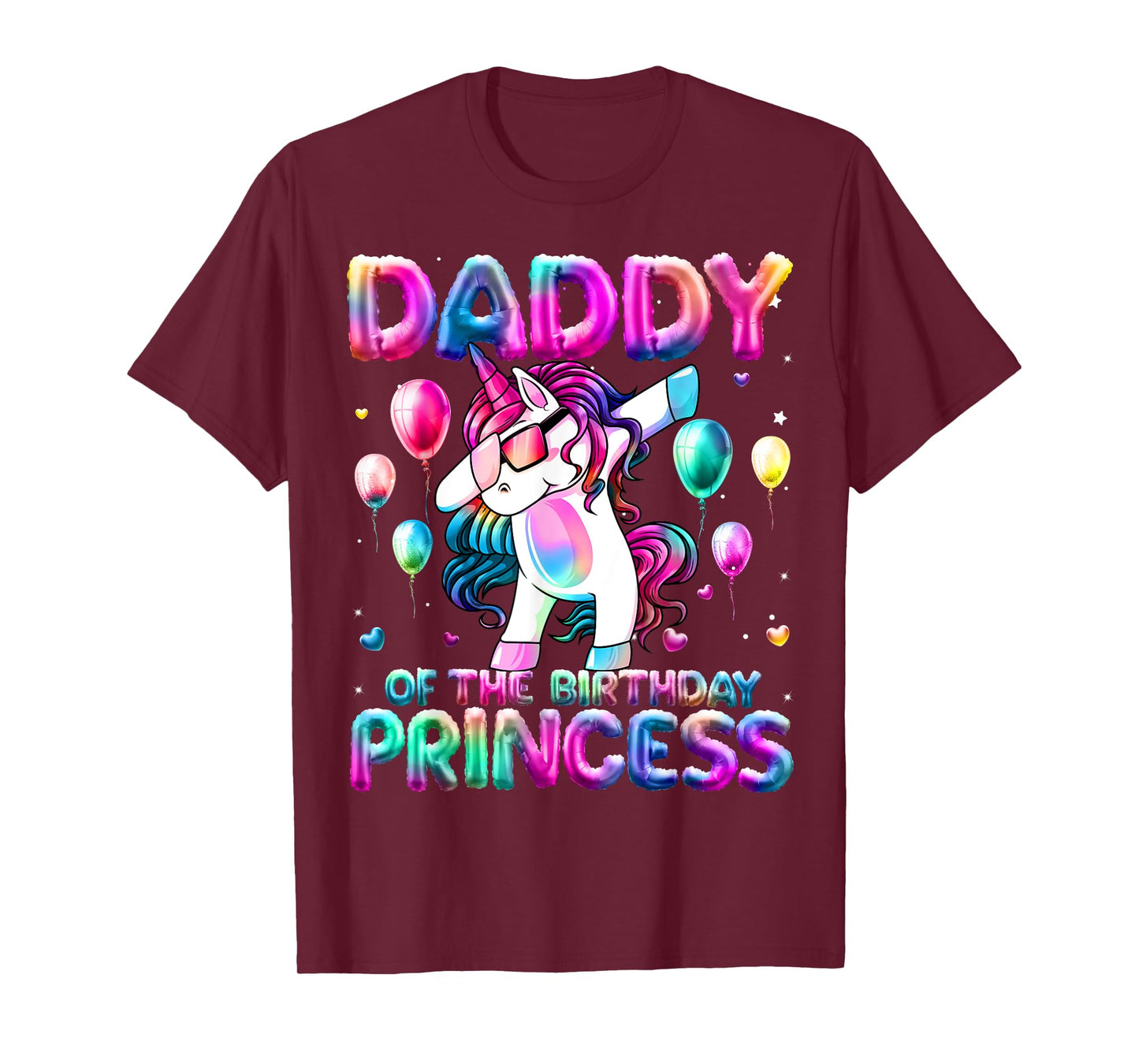 Daddy of the Birthday Princess Girl Dabbing Unicorn Daddy T-Shirt