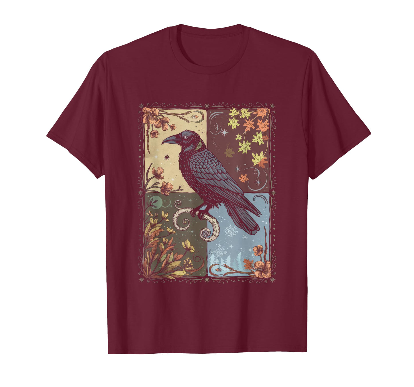 Ravens Raven Moon Floral Nature Birds T-Shirt