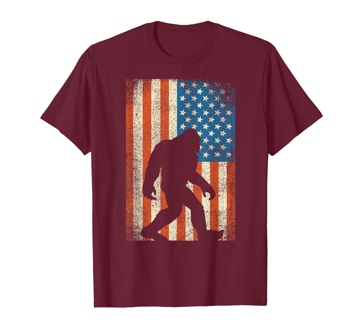 Bigfoot Sasquatch I Believe T-Shirt Patriot American Flag USA T-Shirt