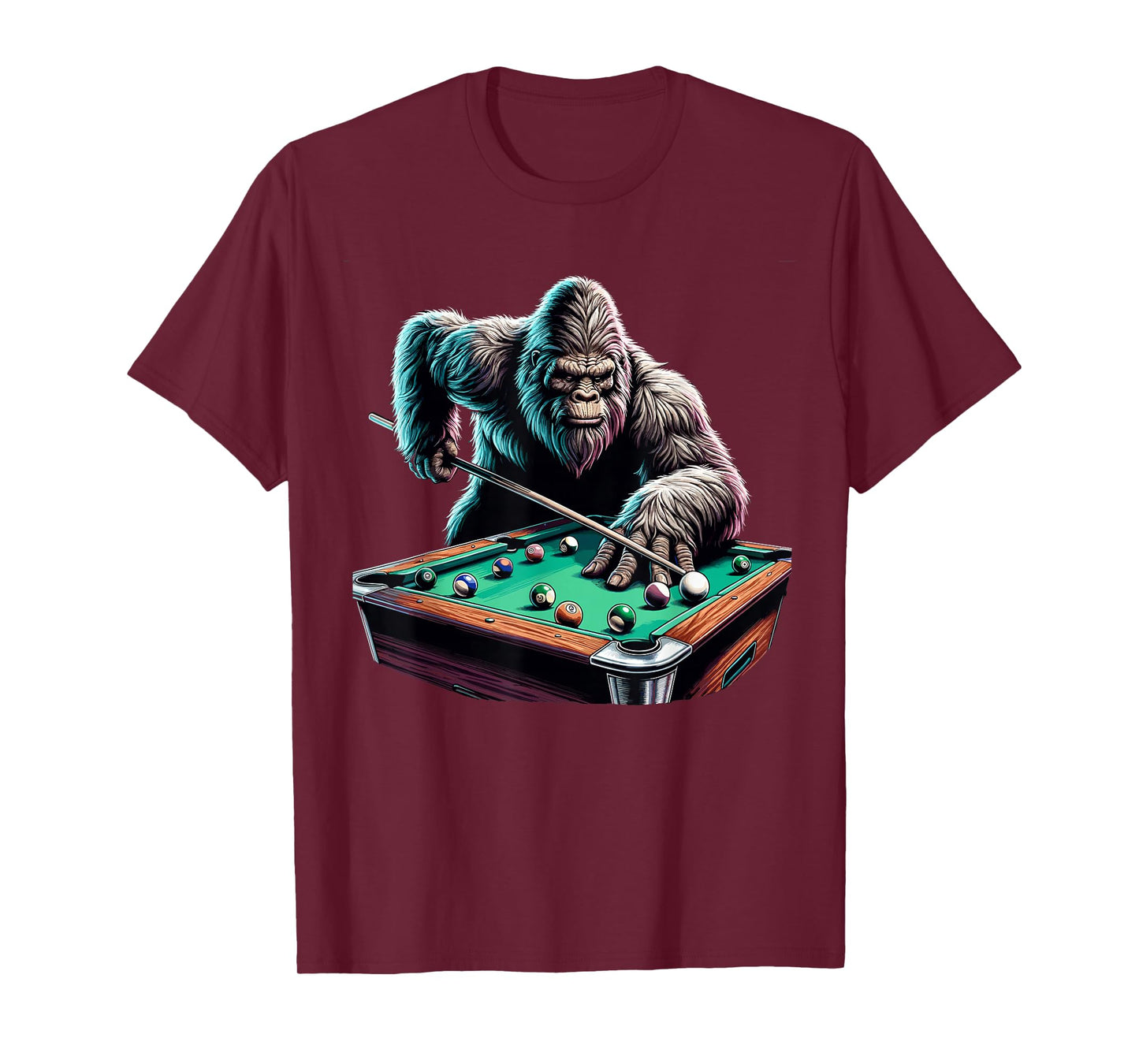 Funny Bigfoot Sasquatch Billiards Pool Player Men Boys T-Shirt