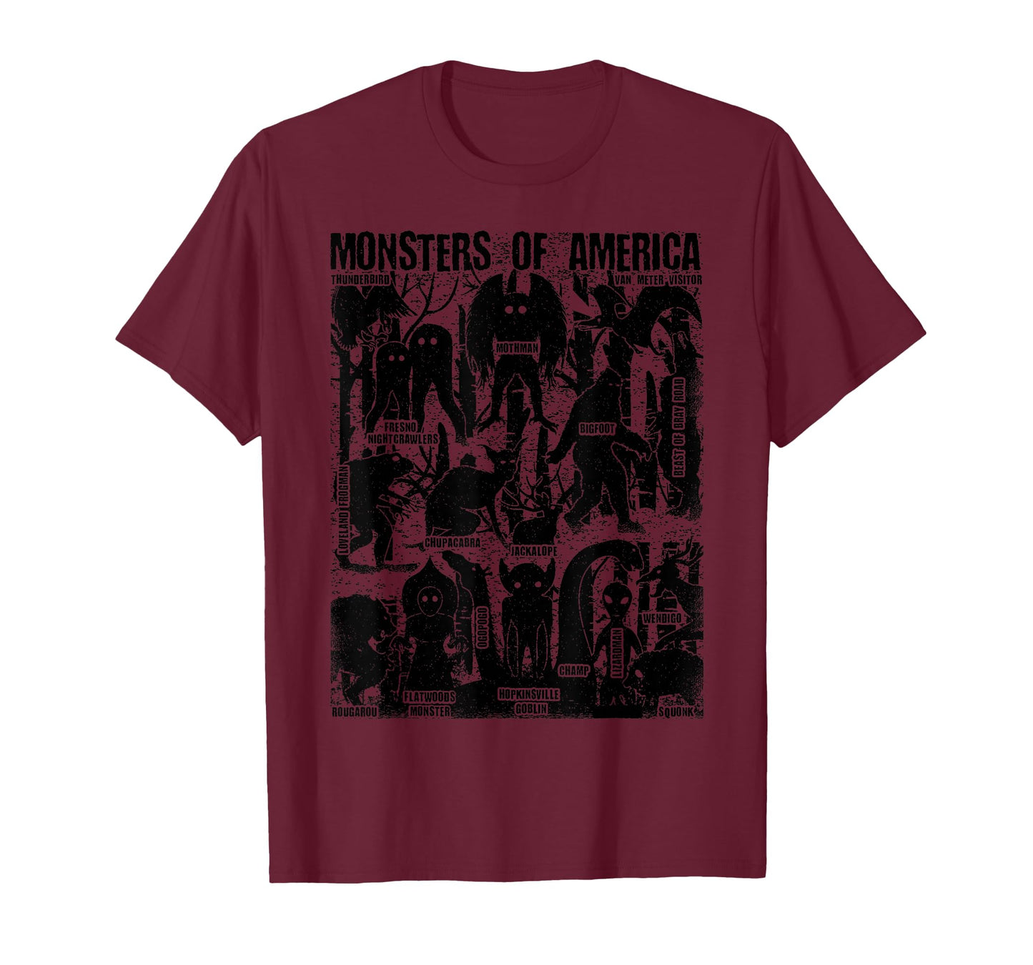 Bigfoot Mothman Champ And Other Monsters Of America Cryptid T-Shirt